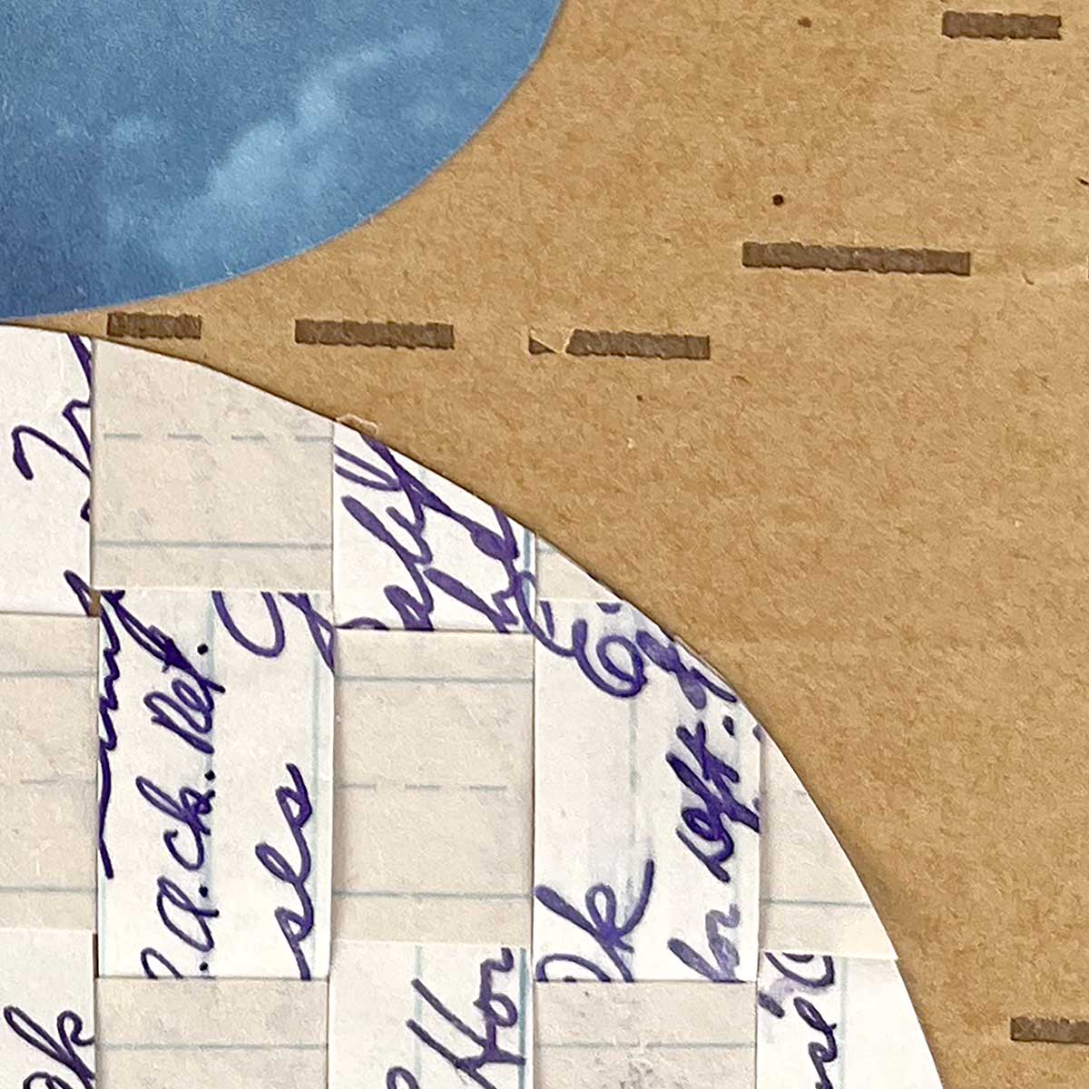 detail of an abstract collage with a cloudscape